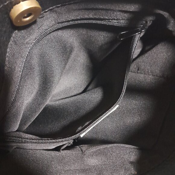 Y2k Liz Claiborne Black Poly Vinyl Tote Bag Minimalist Classic Pretty Style - Picture 5 of 11